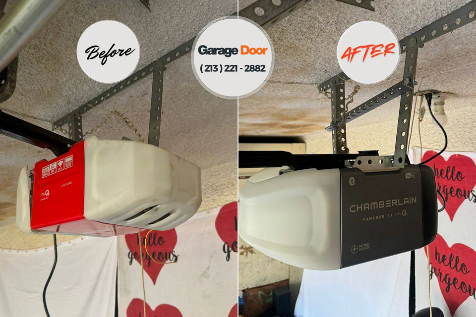 Before and after: garage door repair Plymouth, WI